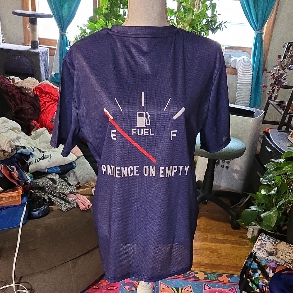 Purple Graphic T-Shirt with Fuel Gauge Design